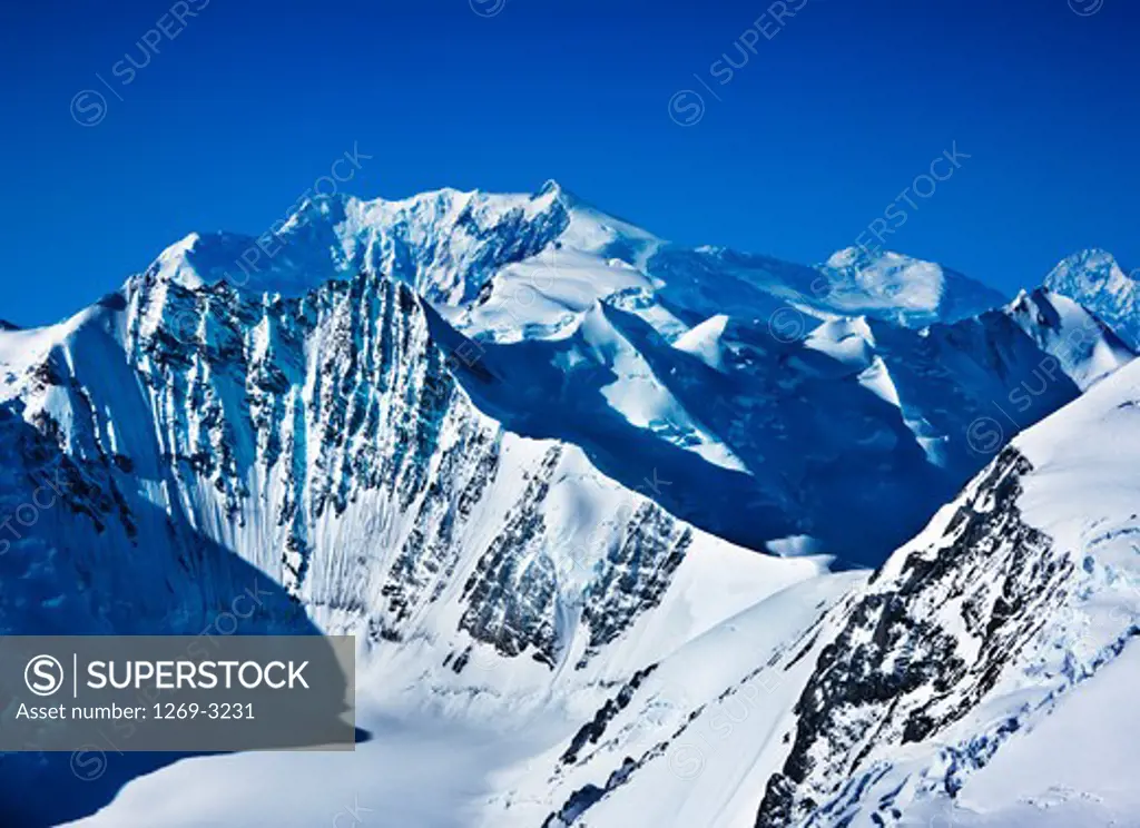 Snowcapped mountain range, Mt Vancouver, Kluane National Park, Yukon, Canada