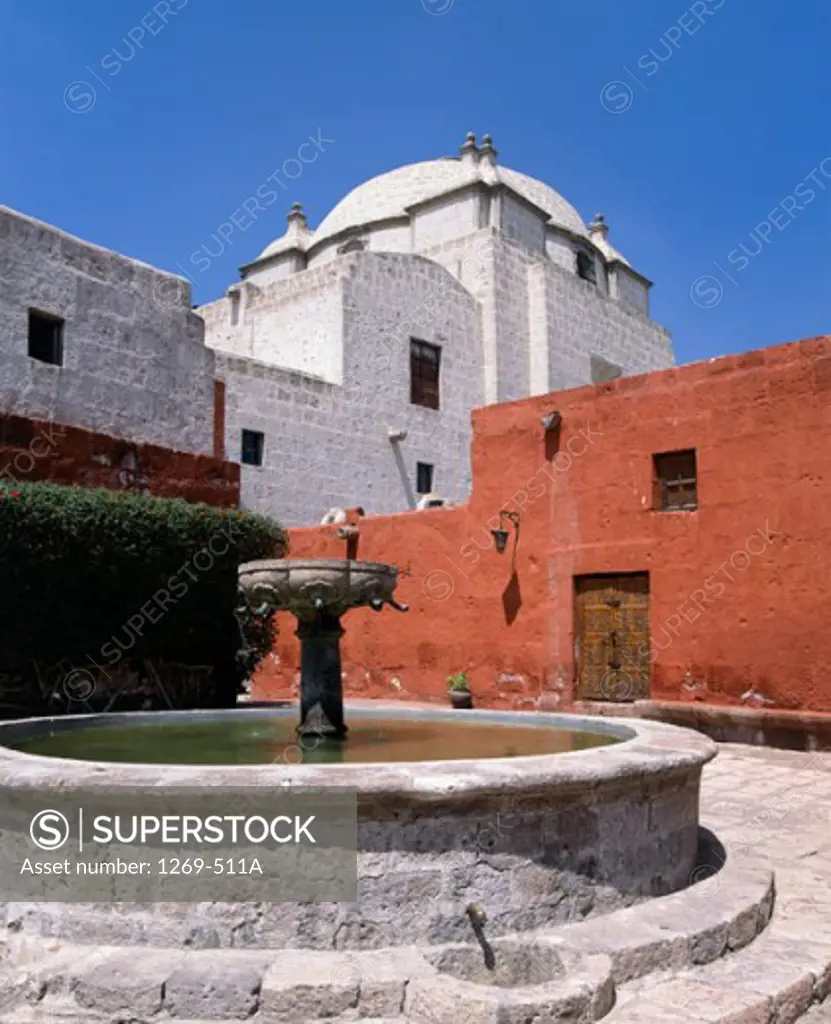 Fountain in front of a monastery, Zocodover Square, Santa Catalina Monastery, Arequipa, Peru