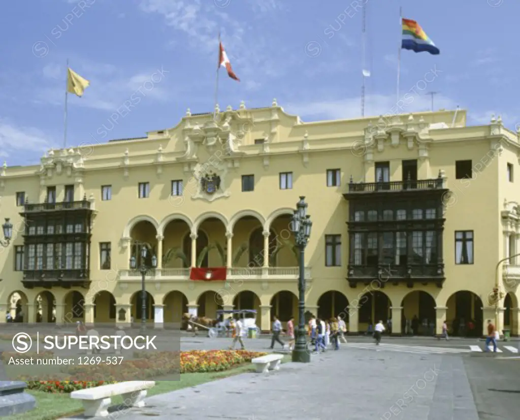 Facade of a government building, City Hall, Lima, Peru
