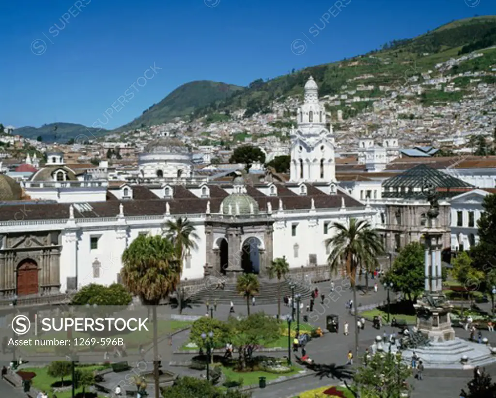 High angle view of a cathedral, Plaza de la Independencia, Ecuador