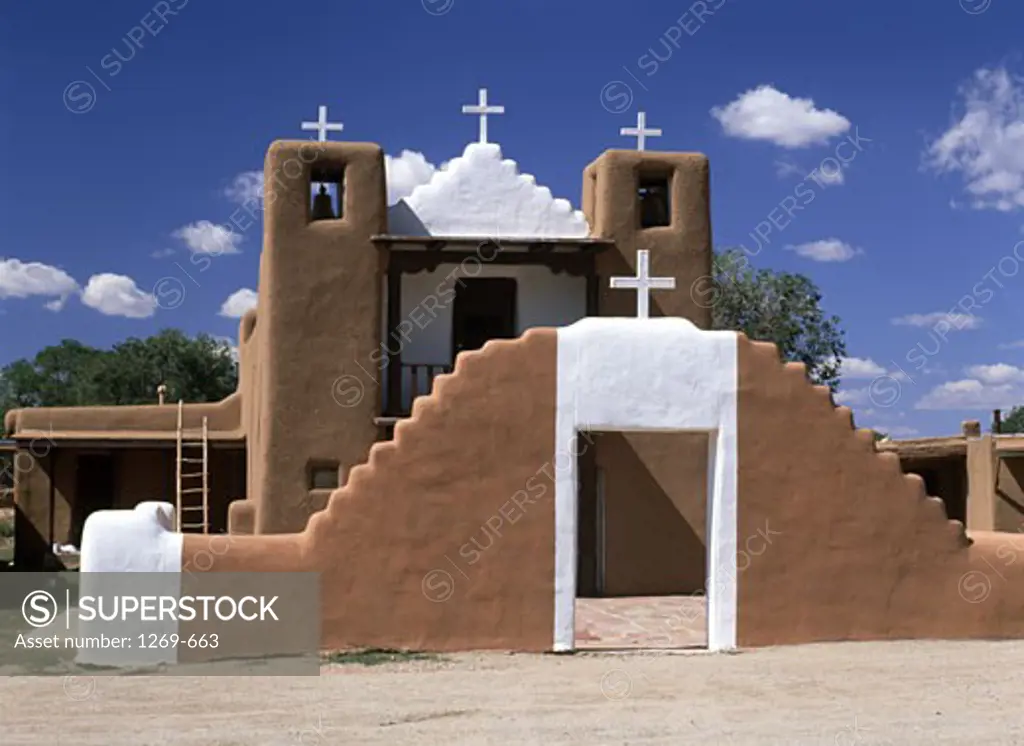Facade of a church, Taos Pueblo Church, Taos, New Mexico, USA