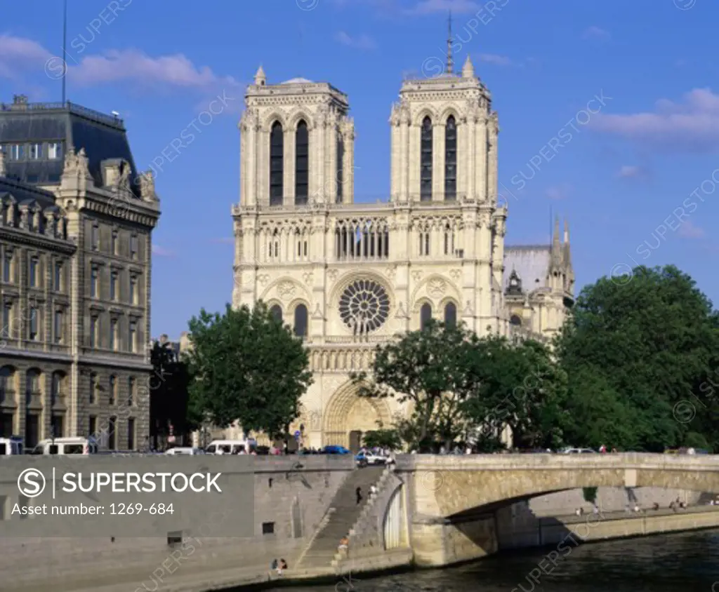 Cathedral near a river, Notre Dame Cathedral, Paris, France