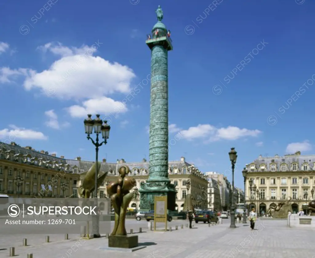 Low angle view of a statue on a column, Place Vendome, Paris, France