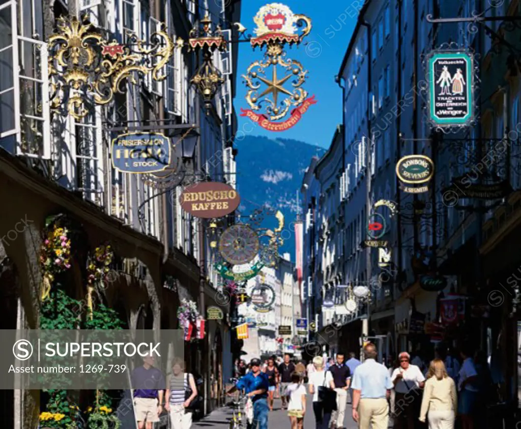 People walking on the street, Getreidegasse, Salzburg, Austria