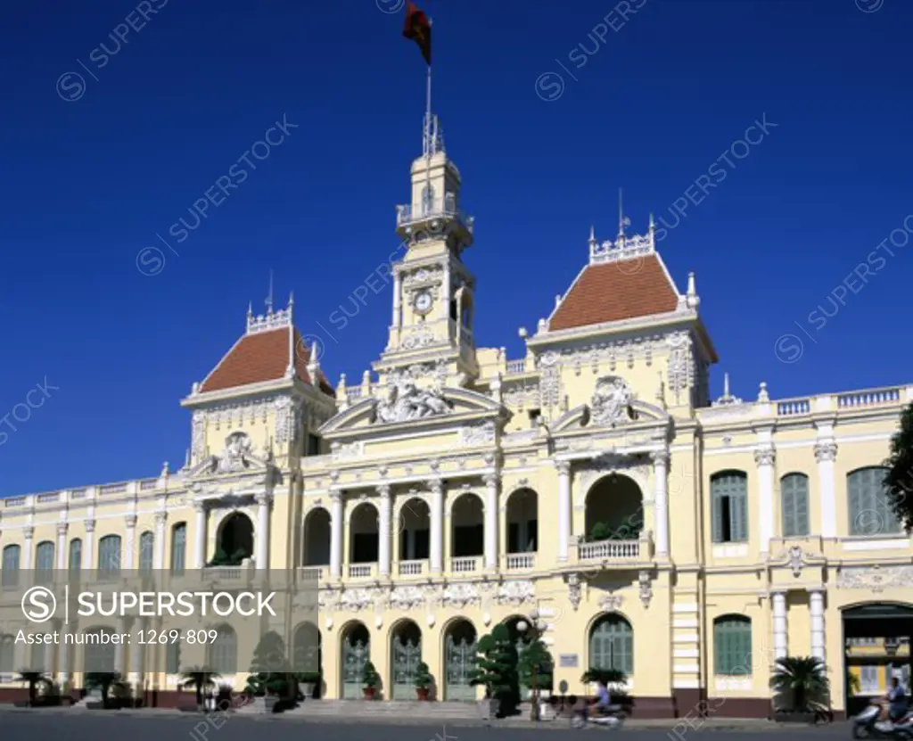Low angle view of a government building, People's Committee Building, Ho Chi Minh City, Vietnam