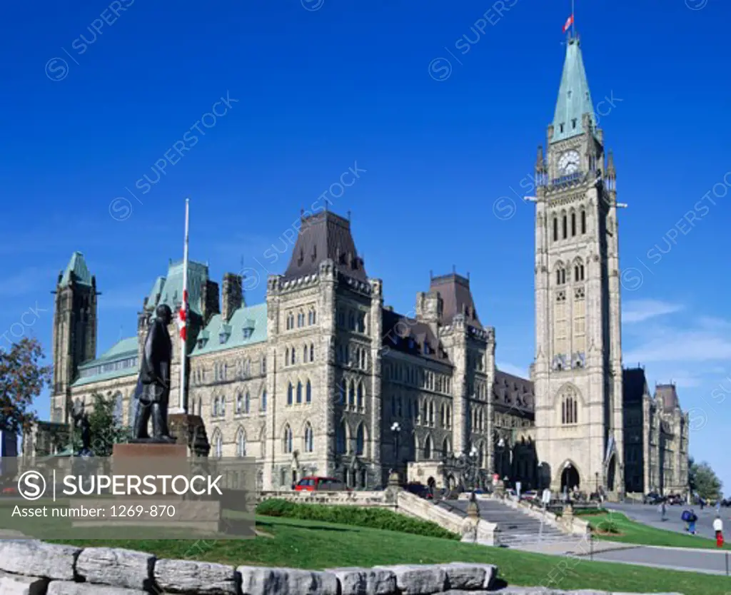 Low angle view of a government building, Parliament Hill, Ottawa, Ontario, Canada