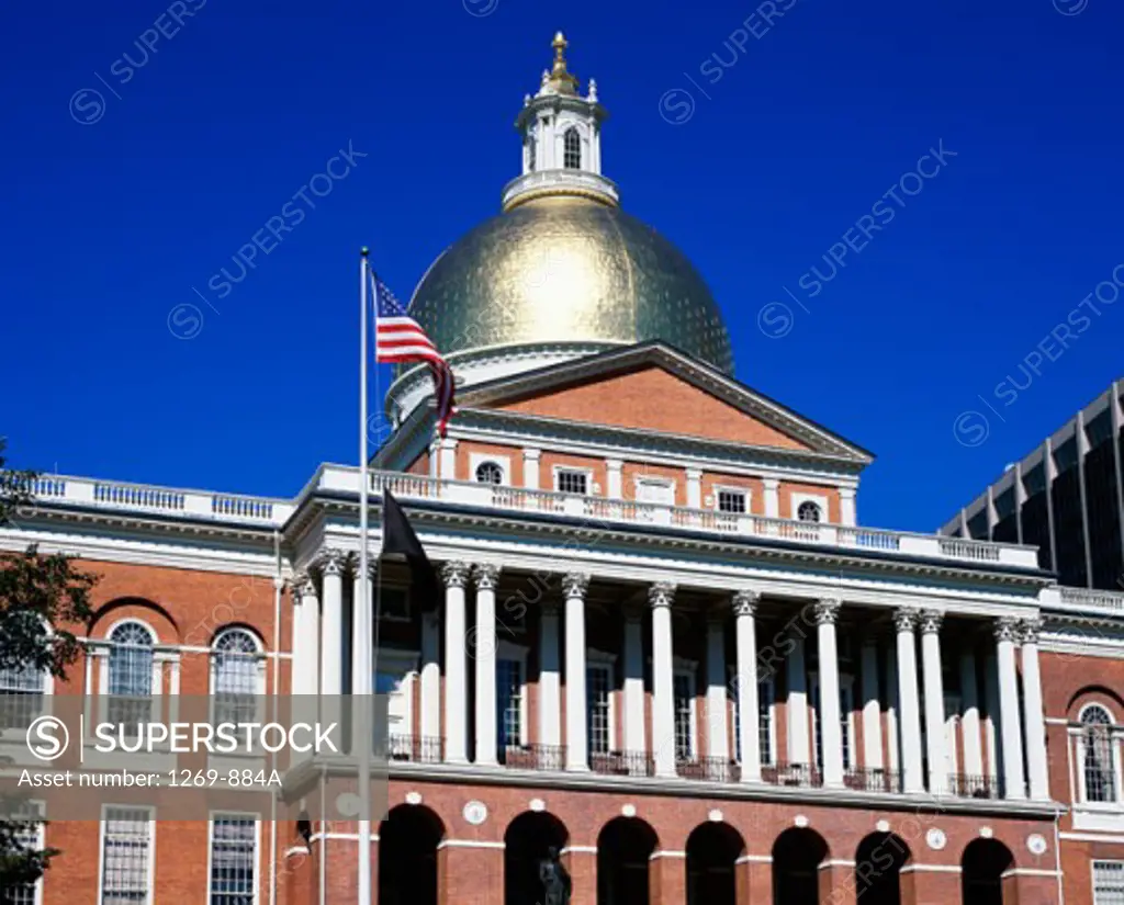 Facade of a government building, State Capitol, Boston, Massachusetts, USA