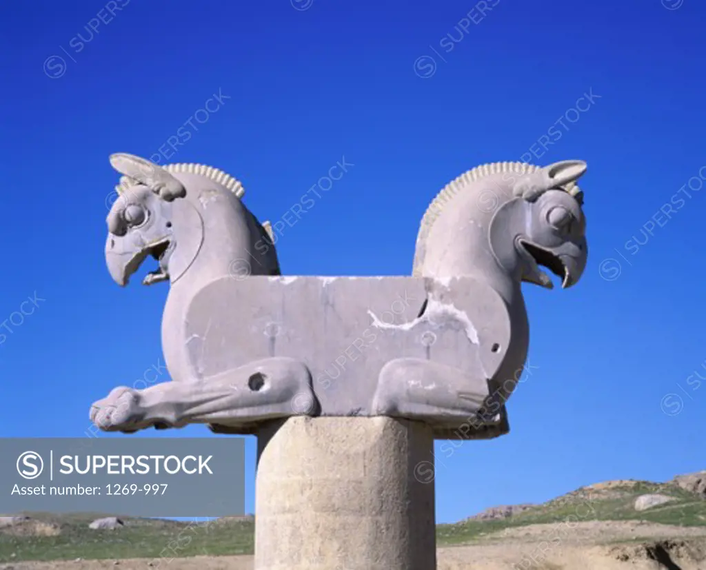 Close-up of a statue of a griffin, Persepolis, Iran