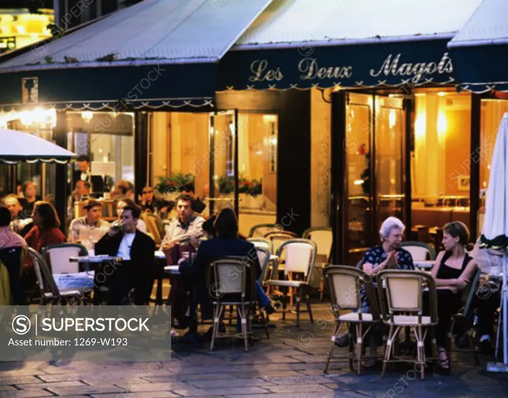 People at the Les Deux Magots Cafe, Paris, France