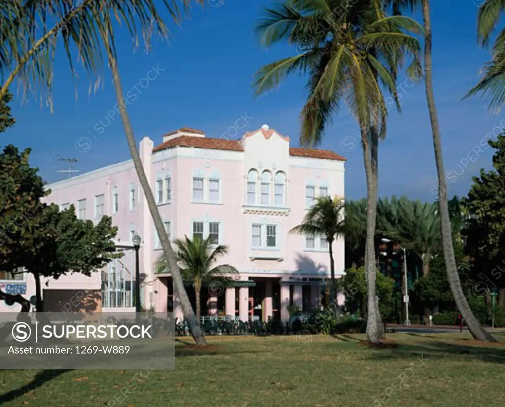 Facade of a hotel, Adrian Hotel, Ocean Drive, Miami Beach, Florida, USA