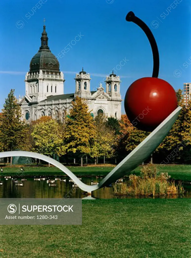 Spoonbridge and Cherry in a garden, Minneapolis Sculpture Garden, Minneapolis, Minnesota, USA