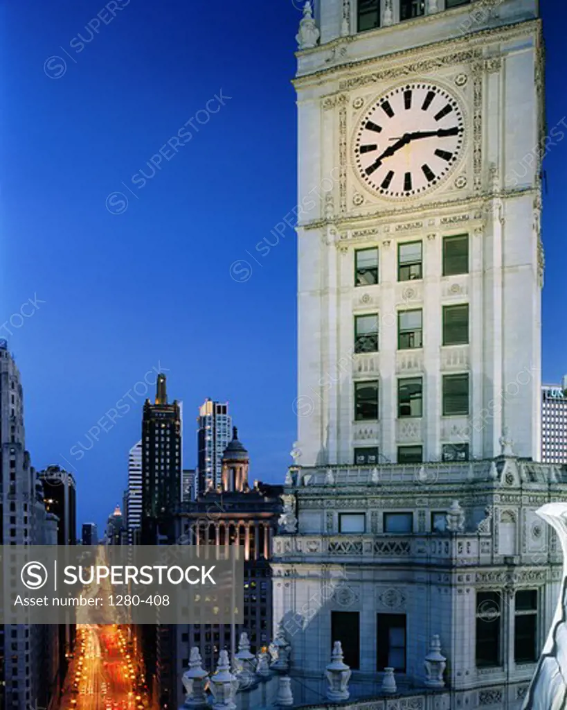 Skyscrapers in a city, Wrigley Building, Chicago, Illinois, USA