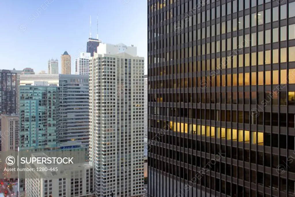 Skyscrapers in a city, 330 North Wabash, Chicago, Illinois, USA