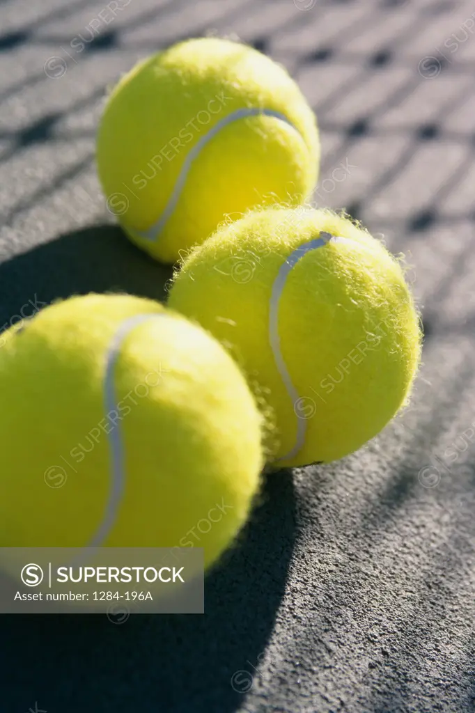 Close-up of three Tennis balls
