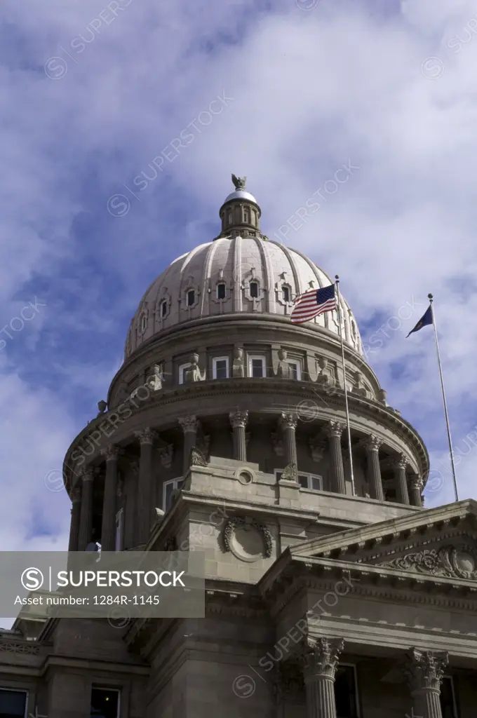 Low angle view of State Capitol building, Boise, Idaho, USA