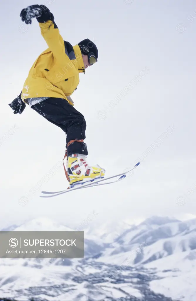 Young man skiing, Sun Valley, Idaho, USA