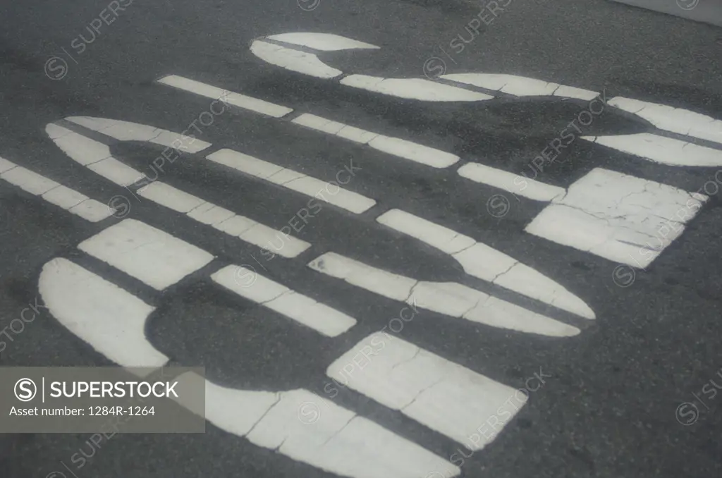 Stop sign painted on a road