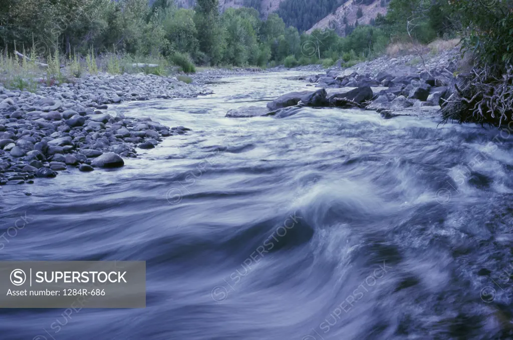 Water flowing at Big Wood River, Idaho, USA