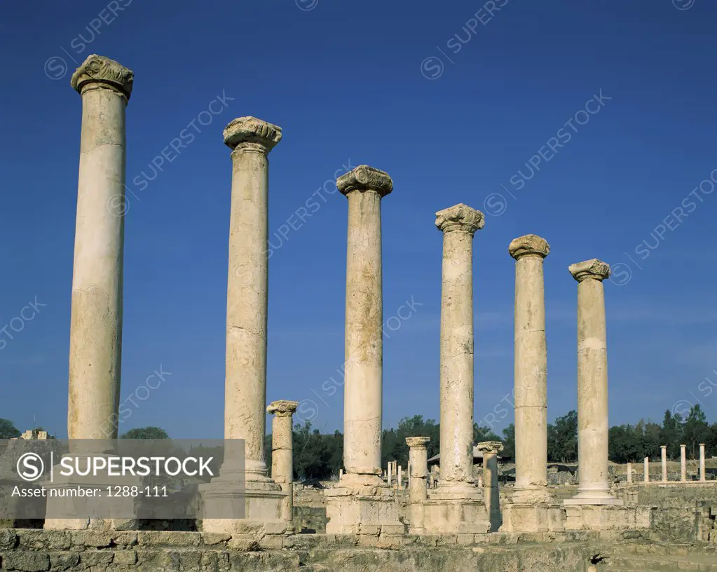 Low angle view of columns, Beit Shean, Israel