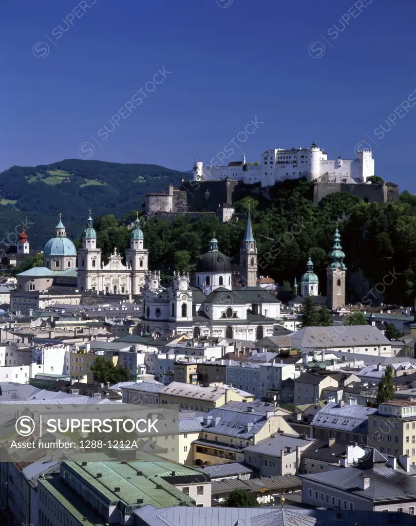 High angle view of buildings in a city, Salzburg, Austria