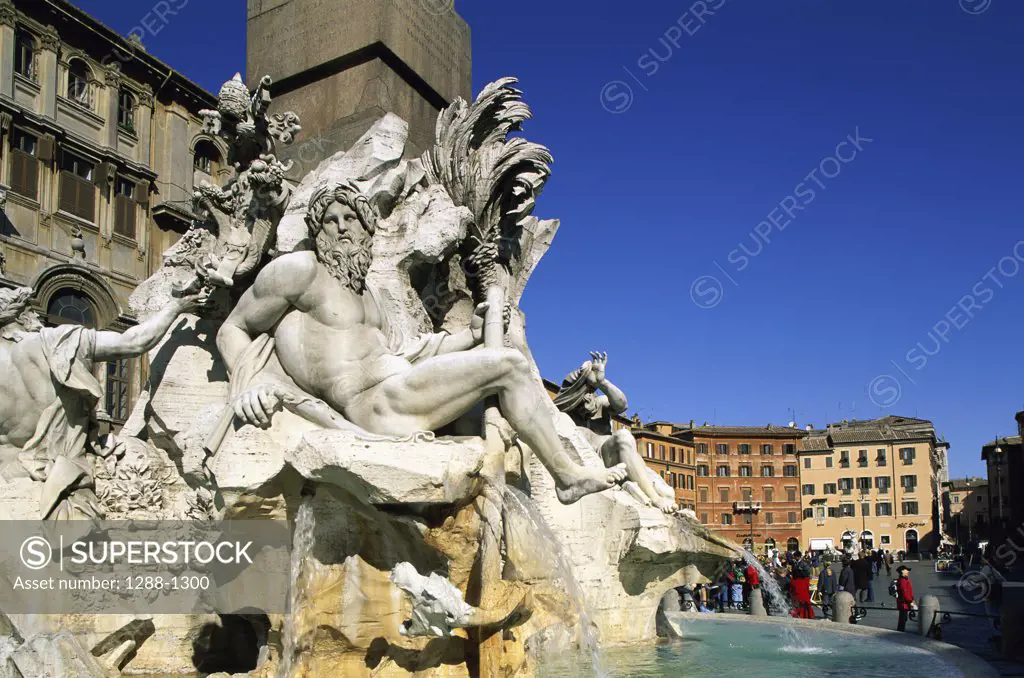 Fountain of the Four Rivers, Piazza Navona, Rome, Italy