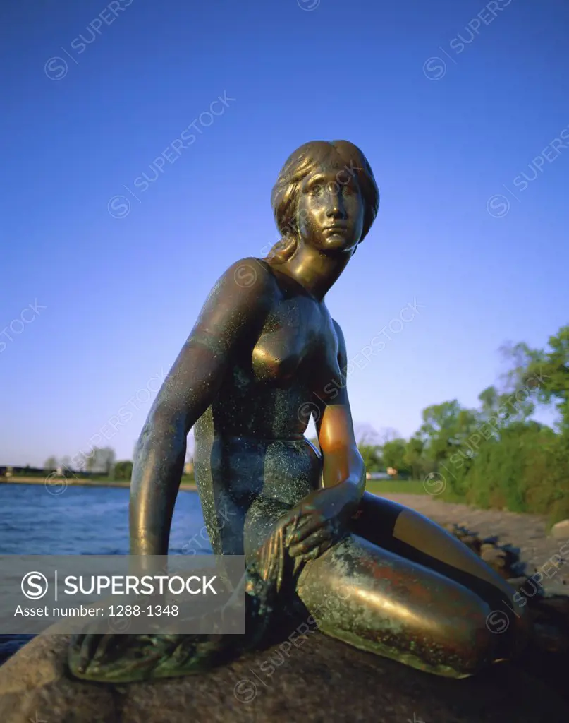 Side profile of the Little Mermaid statue, Copenhagen, Denmark