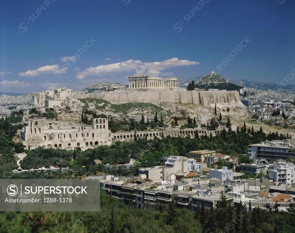 High angle view of buildings in a city, Acropolis, Athens, Greece