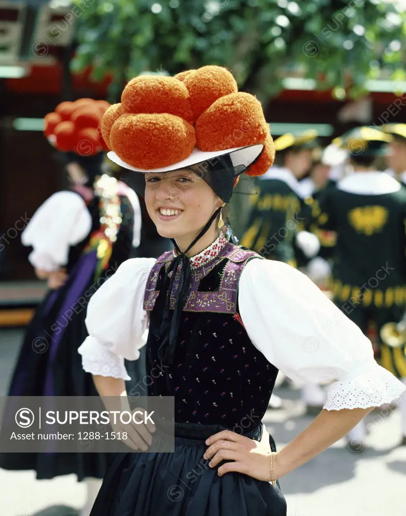 Young woman dressed in traditional attire, Black Forest, Germany