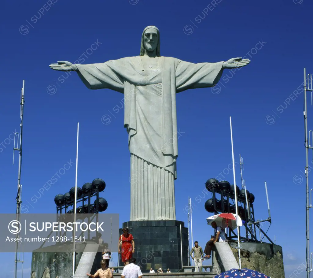 Low angle view of a statue, Christ the Redeemer, Mount Corcovado, Rio de Janeiro, Brazil