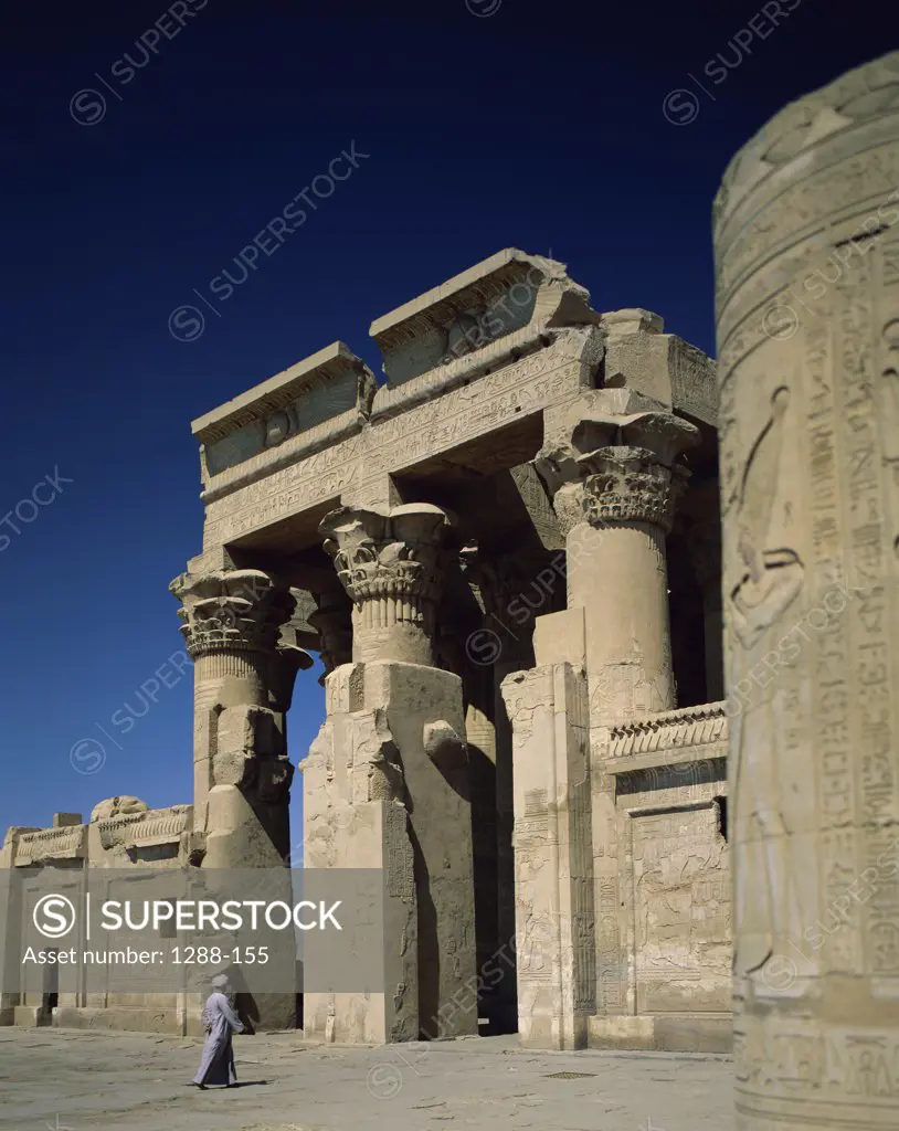 Person in front of a temple, Temple of Kom Ombo, Kom Ombo, Egypt