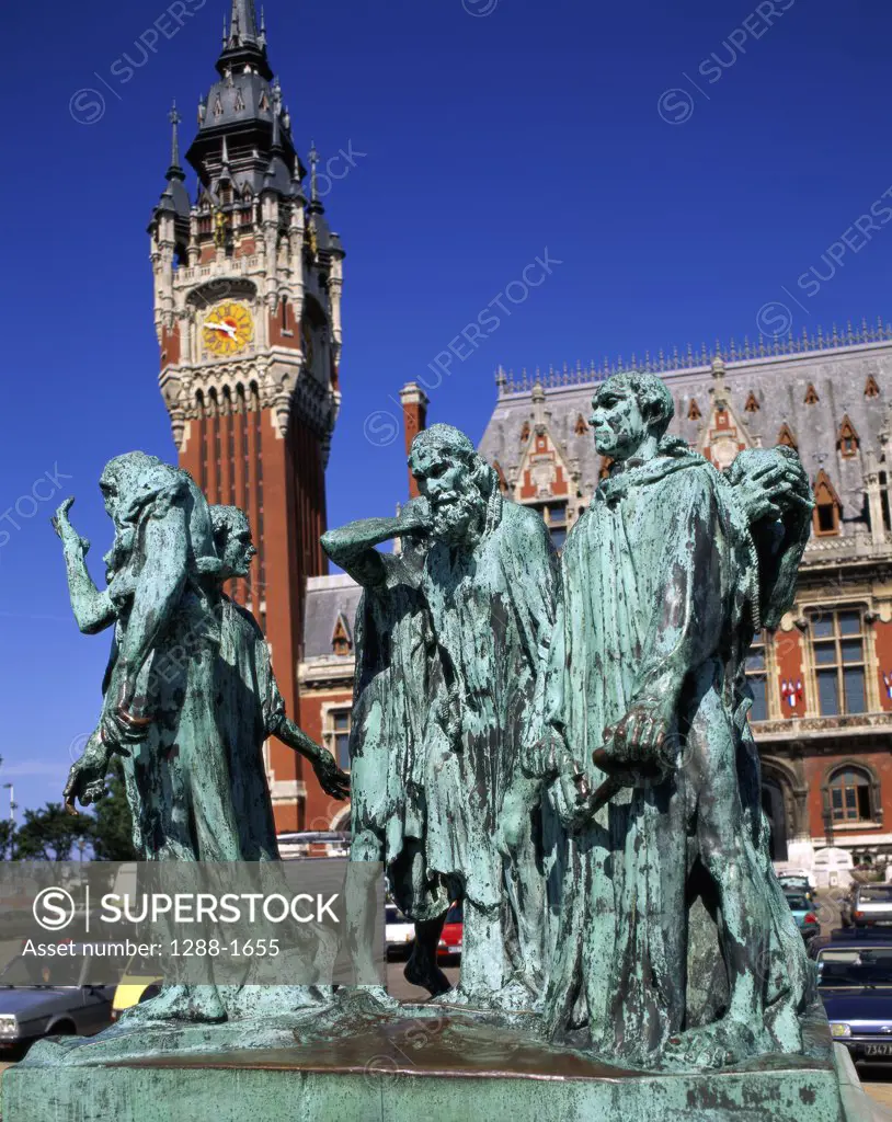 Low angle view of a statue, Burghers of Calais, Calais, France