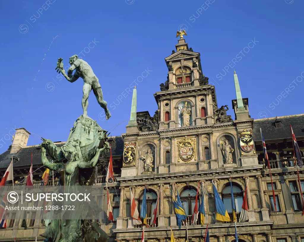 Brabo Fountain, Town Hall, Antwerp, Belgium