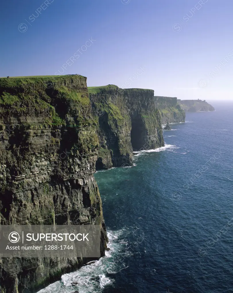 Cliffs overlooking the ocean, Cliffs of Moher, County Clare, Ireland
