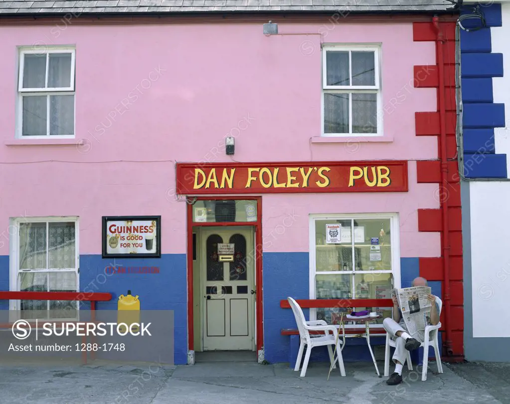 Facade of a bar, Dan Foley's Pub, Annascaul, County Kerry, Ireland