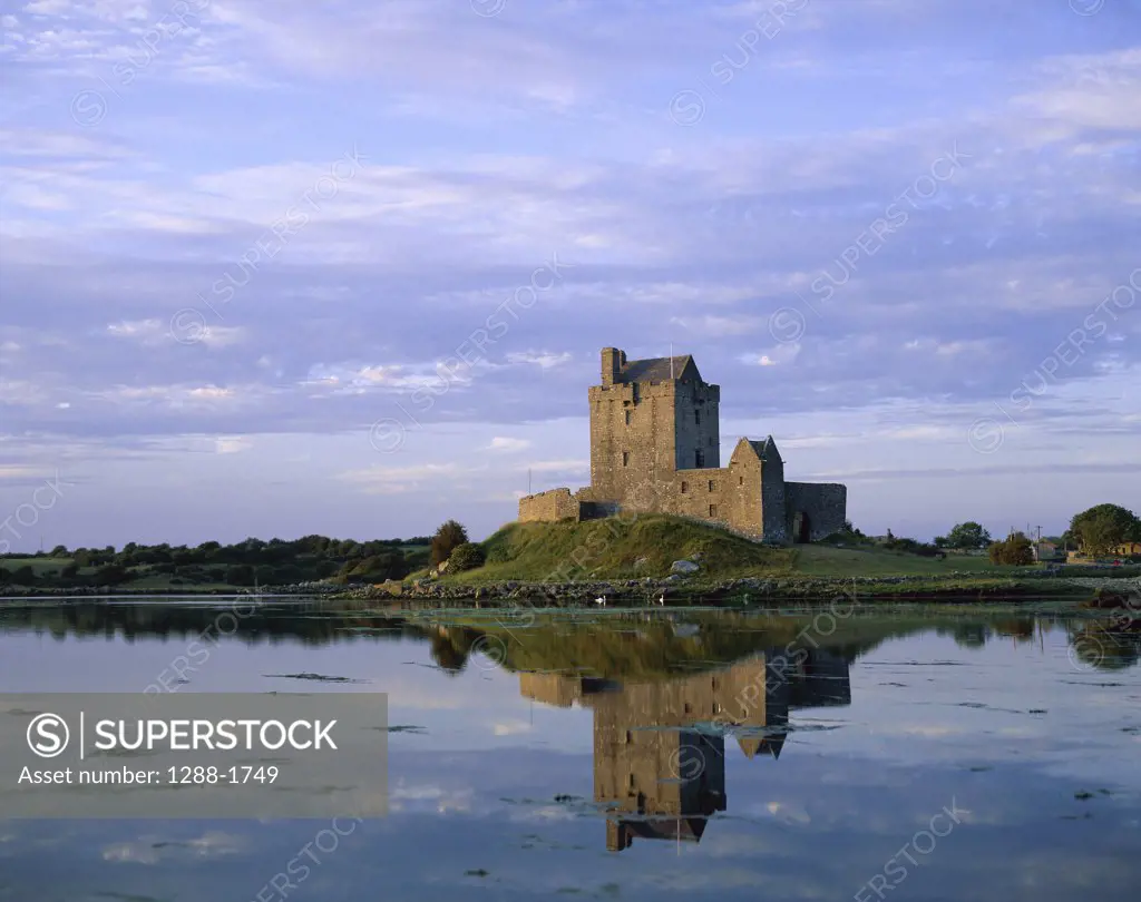 Reflection of a castle in water, Dunguaire Castle, Kinvara, County Galway, Ireland