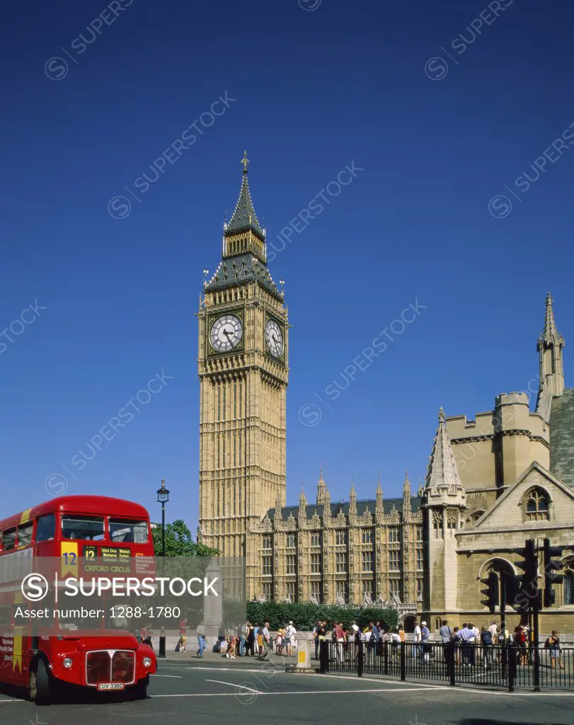 People walking in front of a government building, Big Ben, Houses of Parliament, London, England