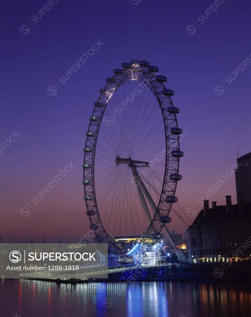 Ferris wheel at a riverbank, London Eye, London, England