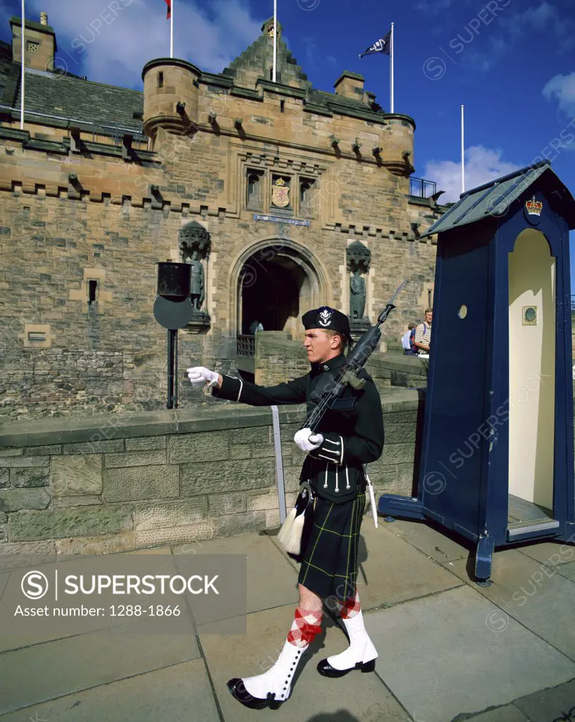 Guard marching at Edinburgh Castle, Edinburgh, Scotland