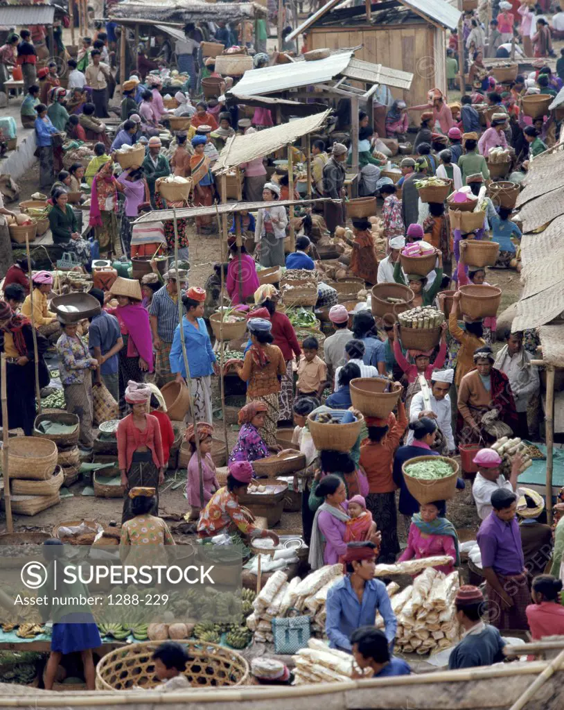 High angle view of a market, Kintamani, Bali, Indonesia