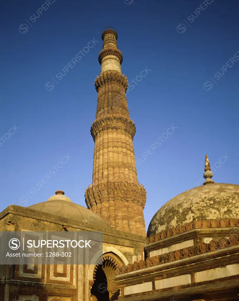 Low angle view of the Qutab Minar, New Delhi, India