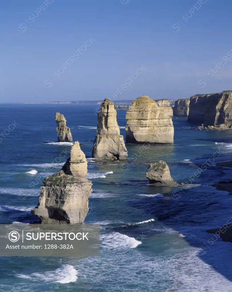 Eroded rocks in the ocean, Twelve Apostles, Port Campbell National Park, Australia