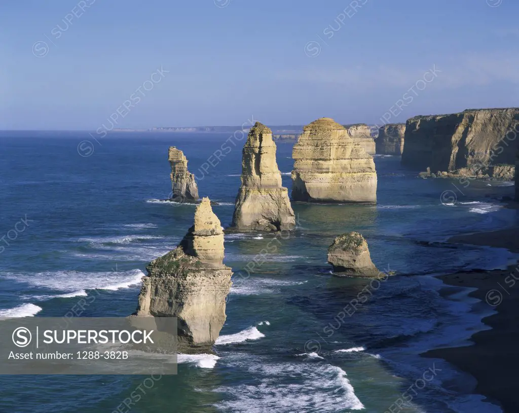Eroded rocks in the ocean, Twelve Apostles, Port Campbell National Park, Victoria, Australia