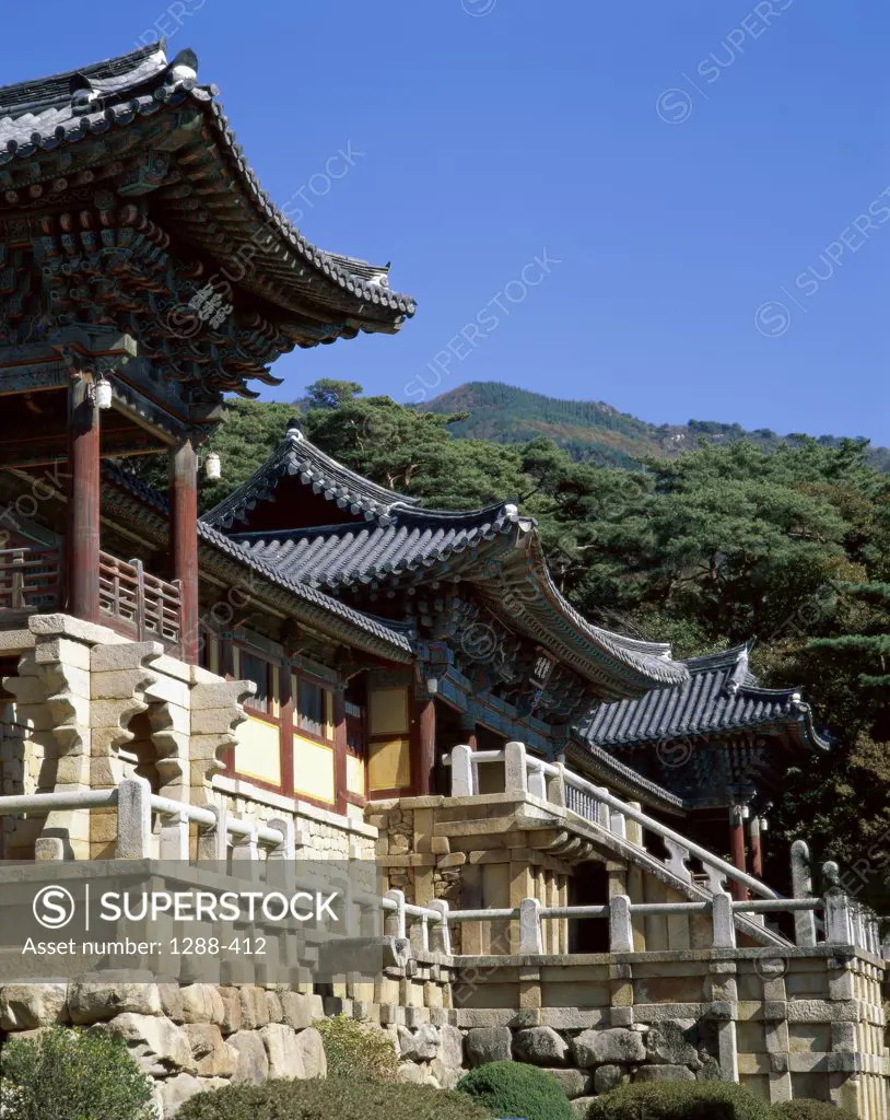 Temple on a hillside, Pulguksa Temple, Kyongju, South Korea