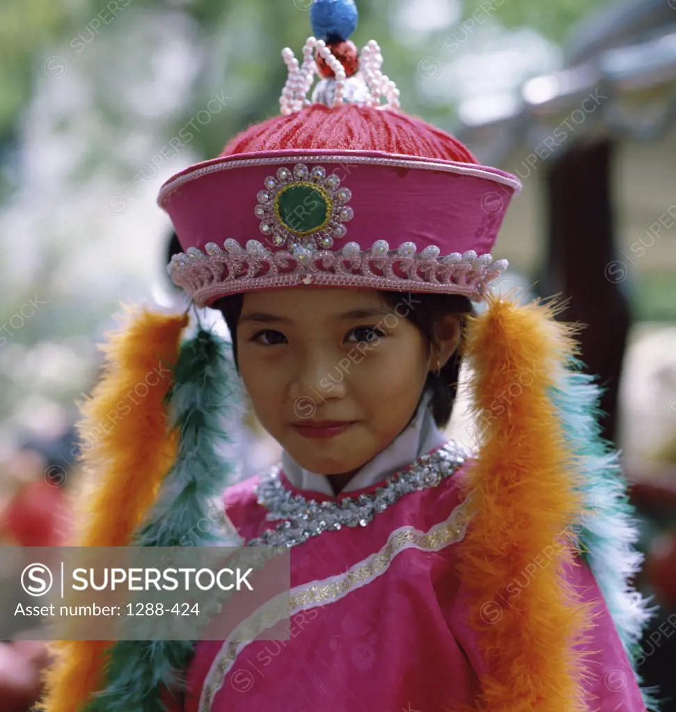 Portrait of a girl wearing traditional clothing, Singapore