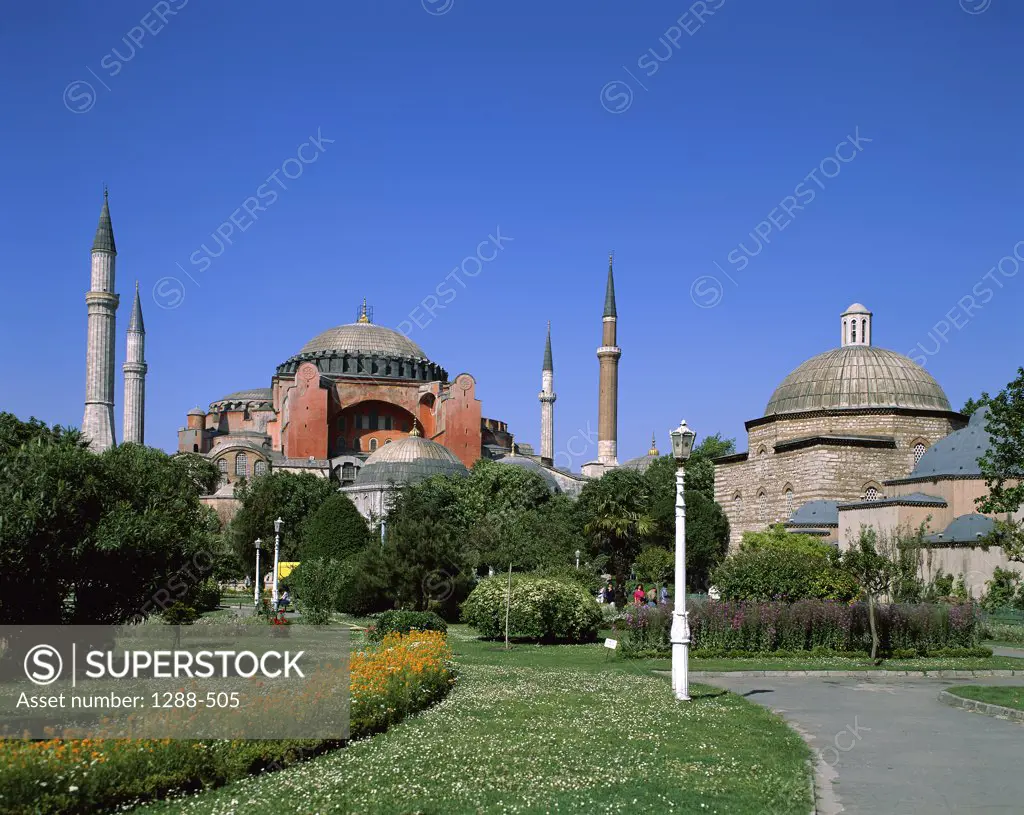 Garden in front of a museum, Hagia Sophia, Istanbul, Turkey