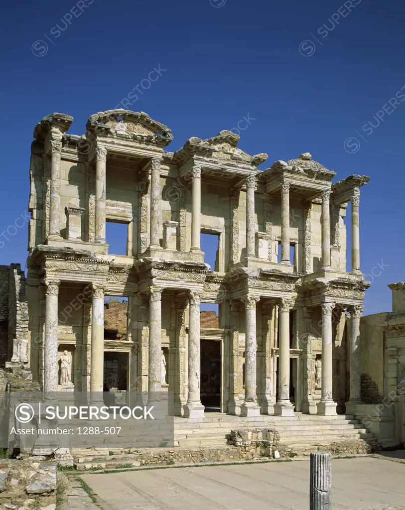 Facade of an ancient building, Library of Celsus, Ephesus, Turkey