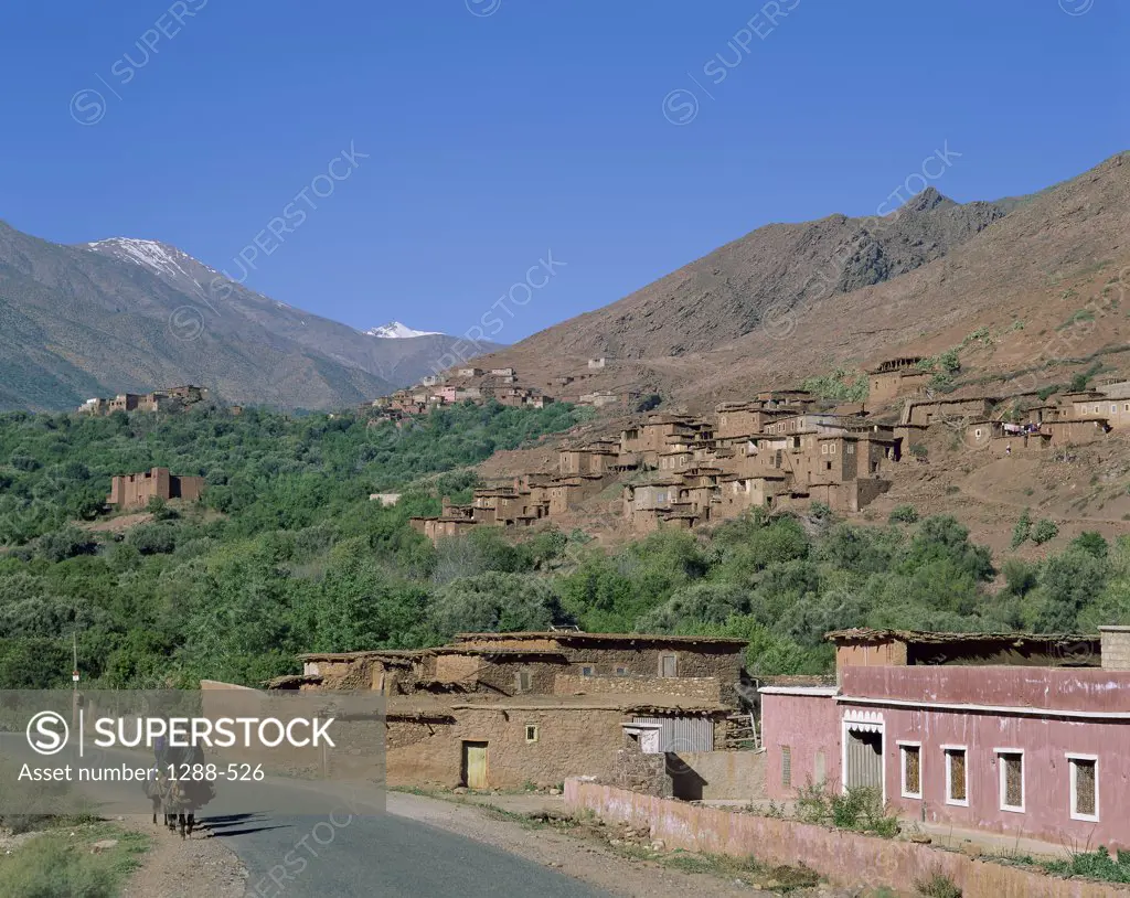 Buildings on a landscape, Ourika Valley, Morocco