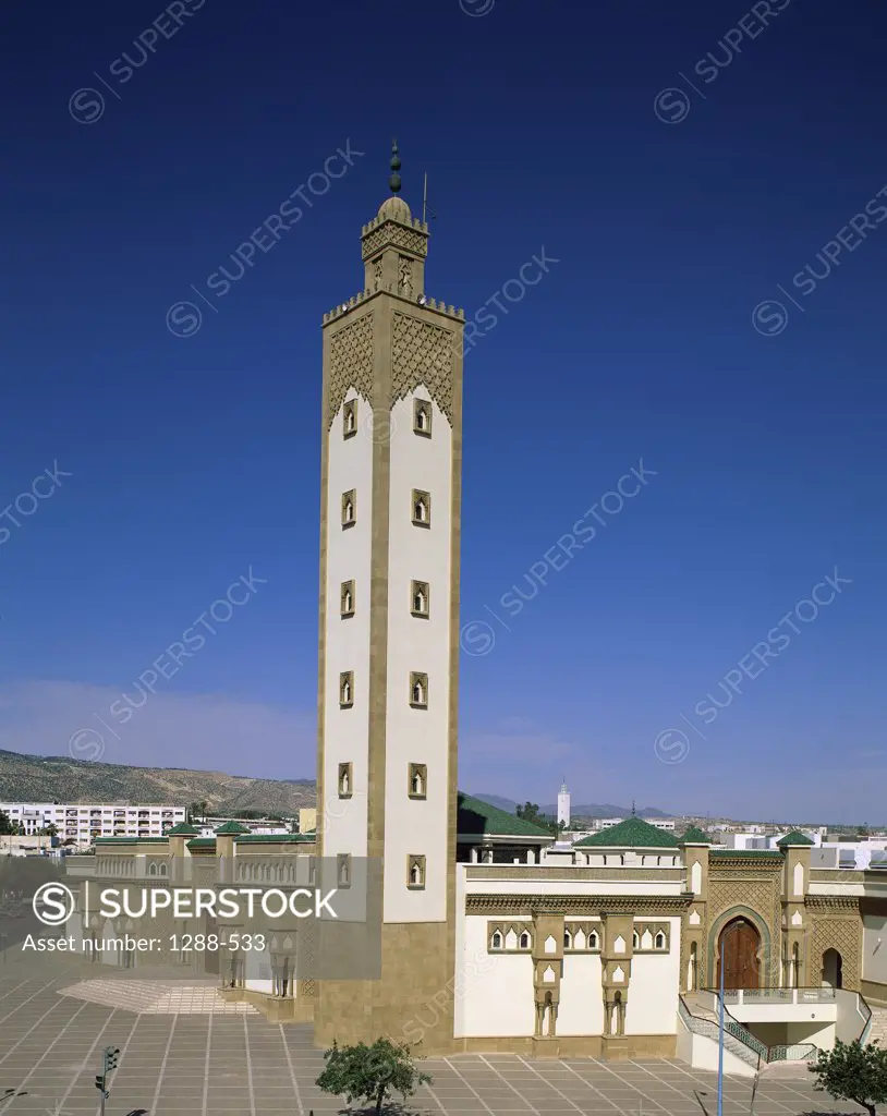 Low angle view of the tower of a mosque, Hassan II Mosque, Casablanca, Morocco