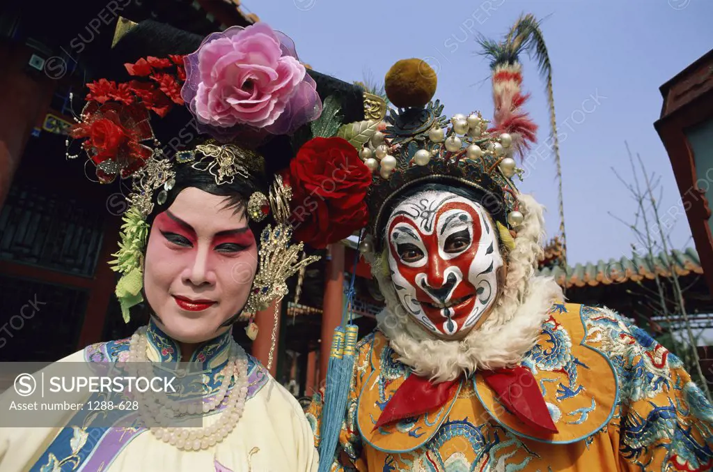 Portrait of two opera performers, China
