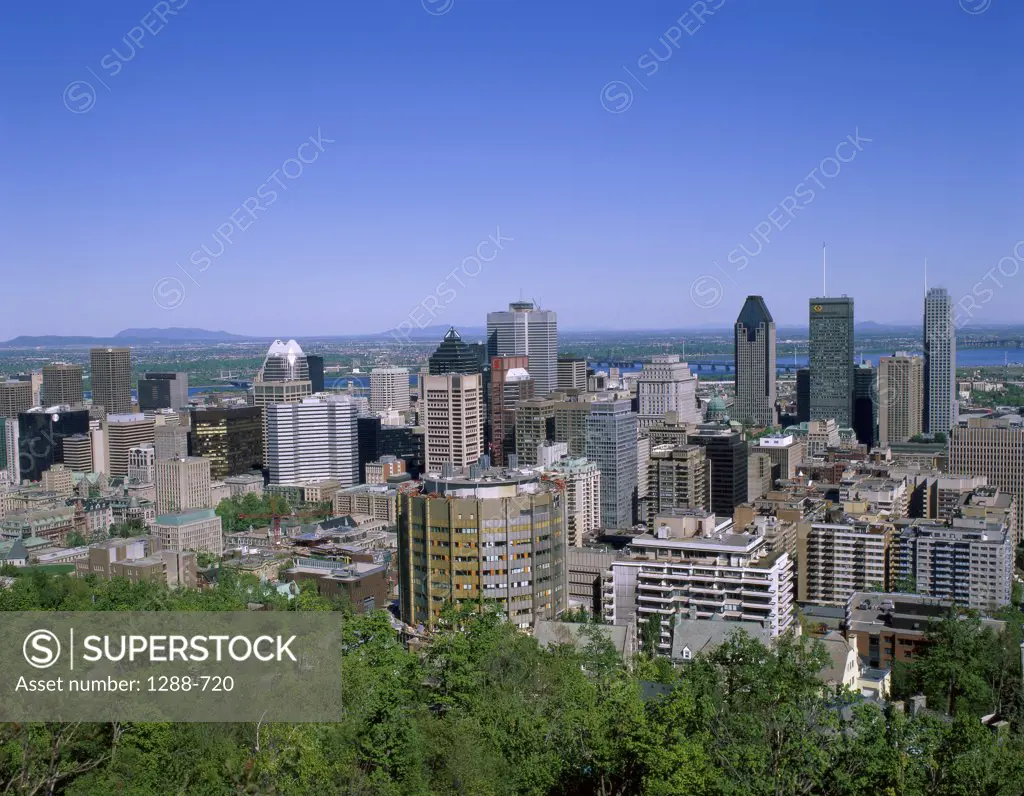 High angle view of buildings in a city, Montreal, Quebec, Canada
